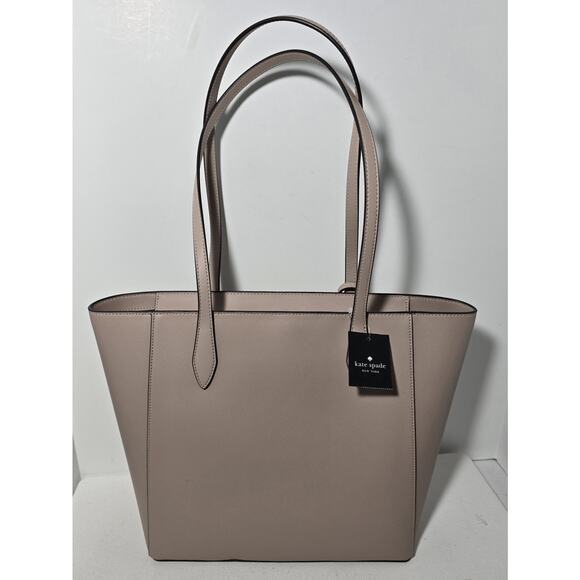 Kate Spade Dana Tote Saffiano Warm Beige Purse KB617 Bag Charm NWT $359 - Picture 3 of 13